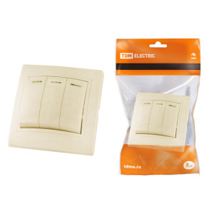 Выключатель 3 кл. с подсветкой 10А сл. кость "Таймыр" SQ1814-0106