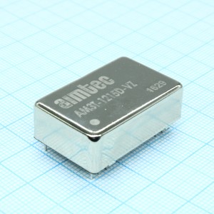 AM3T-1215D-VZ, DC/DC, 3Вт, вход 9…18В, выход ±15В/±0.1А, изоляция 1500В DC, КПД 79%, максимальная емкостная нагрузка не более ±220мкФ, DIP24, 31.75x20.32x10.16мм, -40…85°C, металл