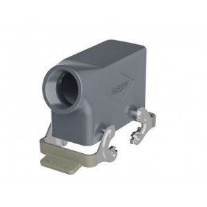 Крышка разъема H16B-SO-2L-PG16, Крышка разъема на кабель, типоразмер 16B, без уплотнителя, 1 отверстие с резьбой для кабельных вводов PG16, с боковым расположением, с двумя металлическими защелками, материал корпуса: алюминиевый сплав