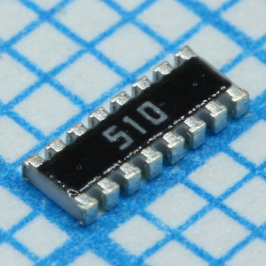 CAY16-510J8LF, ЧИП-резистор толстопленочный сборка 51Ом ±5% 0.25Вт(1/4Вт) ±200ppm/°C литая 16-Pin 1506(8 X 0602)  лента на катушке