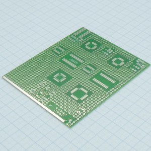 Плата макетная универсальная 90х110 мм, Односторонняя макетная плата с посадочными местами для SMD компонентов в корпусах TQFP64, TQFP32, TQFP48, MSOP8, WSOP28, SOT23-5, QSOP28, SSOP до SOP28