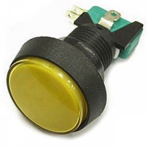 GMSI-4B-C NO(NC)+NC(NO) YELLOW, Кнопка круглая с LED подсветкой, цвет желтый, диаметр 44мм, посадочное отверстие 24.5мм, 5А/250В