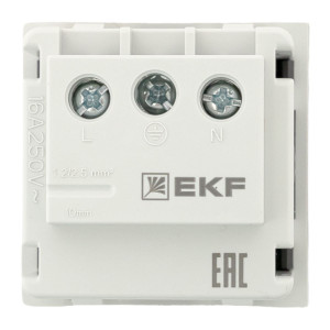 Розетка 45х45 с зазем., с защ. шторками, 90 градусов, черная, матовая EKF