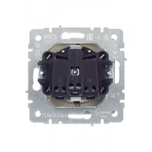 Розетка BRITE РСбш10-3-БрА 16А IP20 с заземл. защ. шторки с крышкой алюм. BR-R16-16-K47