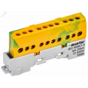 TEKFOR Шина PE земля изолированная на универсальном держателе 6х9-10-ЖЗ IEK TF-NN10-10-KL-K52