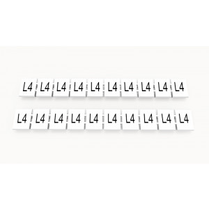 Маркировка (в кассетах) ZB8-10P-19-72Z(H), Кассета с маркировочными шильдиками, для клемм сечением 6 мм.кв., верхняя, 10 шильдиков, нанесенные символы: L4, с вертикальным расположением, размер шильдика: 7,45 x 10,7 мм, цвет: белый