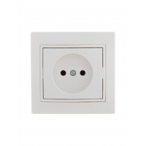 Розетка 1-м СП Mira 16А IP20 без заземл. с бел. вставкой керамика бел. 701-0202-121