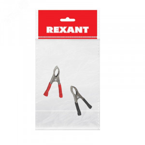 Зажим "крокодил" 30А 75мм (пакет Боб) (уп.2шт) 16-0015-9, Зажим "крокодил" 30А, цена за комплект красный и черный