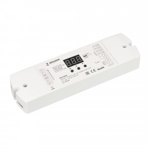 INTELLIGENT ARLIGHT Декодер SMART-DMX512-204-62-RGBW-RDM-SUF (12-48V, 4x150-500mA) 037440, Декодер DMX512. Питание 12-48VDC, выходное 3-45 VDC напряжение, ток 150-500mA на канал, 4 канала, максимальная мощность 1.8W-90W. Ток и частота ШИМ (250Гц-16000Гц) устанавливаются dip-переключателями. Логарифмическая или линейная кривая диммирования. Габа