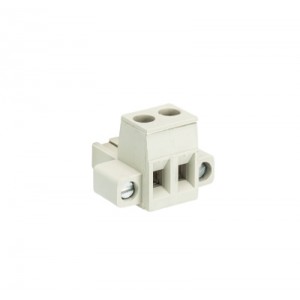 Розетка Wiecon 8213 B / 2 F, Розеточный разъем, угловой, на кабель, шаг: 5.08 мм, 2 полюса, фиксация провода винтовая, исполнение: с монтажными фланцами, с маркировкой, 400V, 12А, цвет: серый