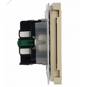 FORTE&PIANO Розетка 1-местная с заземлением с защитными шторками и крышкой безвинтовое крепление 16А IP44 FP419 ваниль IEK FP-R16-16-1-44-K10