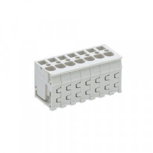 Клемма 8158/7 TOP V OB, Клемма вертикальный подвод кабеля, на плату, шаг: 5.0 мм, 7 полюсов, фиксация провода пружинная, исполнение: без маркировки, 300V, 16А, цвет: серый