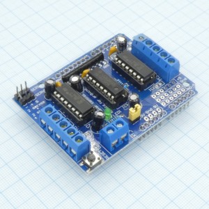 D01-Модуль упр. двигателями L293D, шилд для Arduino UNO (4 двигателя DC или 2 серво-шаговые)