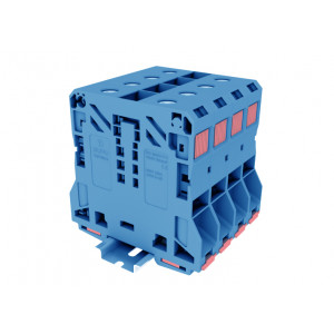 Проходная клемма TAPO50-2-BU, Проходная клемма, тип фиксации провода: пружинный, номинальное сечение: 50 мм кв., 150A, 1000V, ширина: 20 мм, цвет: синий, тип монтажа: DIN35