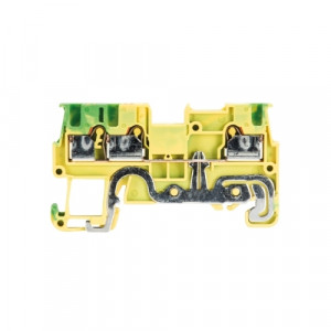 Заземляющая клемма WTP 1,5 D1/2 PE, Заземляющая клемма, 3 точки подключения, тип фиксации провода: Push-in, номинальное сечение: 1.5 мм кв., 17,5A, 500V, ширина: 3,5 мм, цвет: желто-зеленый, тип монтажа: DIN35