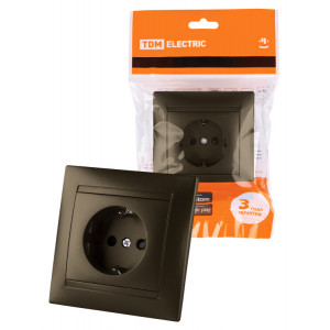 Розетка 2П+З 16А 250В с защ. шт. бронза "Лама" SQ1815-0711