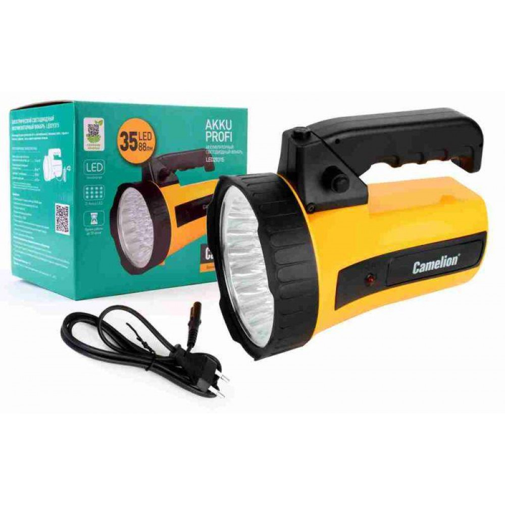 Изображение товара Фонарь аккумуляторный 35LED 29315 6В 4А.ч 220В пластик желтый