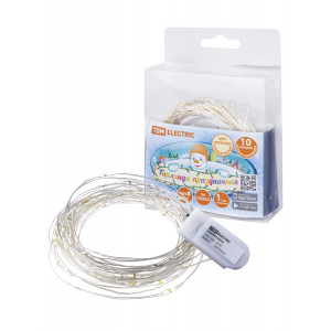 Гирлянда светодиодная "Роса100" 100LED, 10м, 3000К, 2хCR2032, SQ0361-0056