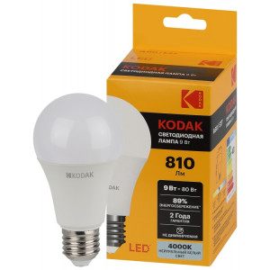 Лампочка светодиодная Kodak LED KODAK A60-9W-840-E27 E27 / Е27 9Вт груша нейтральный белый свет(кр.1шт) [Б0057603]