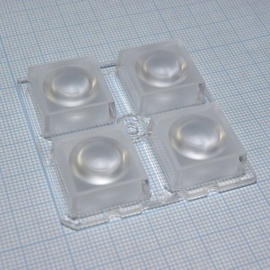 C13605_HB-2X2-RW, Квадратная модуль линза 2x2 на 4светодиода LG Innotek серии  LEMWA33X, эфф=89%, 51°, 50x50mm   H:8,5mm