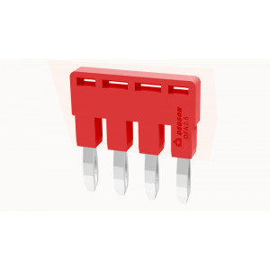 Соединительная перемычка DFA2.5-04P-16-00Z(H), Соединительная перемычка, 4 полюса, изолированная, вилочная, для клемм: DC2.5, цвет: красный