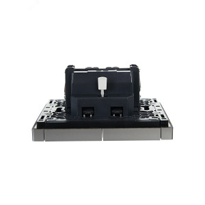 FORTE&PIANO Выключатель 2-клавишный с индикацией 10А FP506 сталь IEK FP-V20-1-10-1-K46