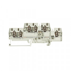 Этажная клемма WKFN 2,5 E1/2/35, Этажная клемма, 2 этажа, 2 x 3 точки подключения, тип фиксации провода: пружинный, номинальное сечение: 2,5 мм кв., 22A, 500V, ширина: 5 мм, цвет: серый, тип монтажа: DIN35