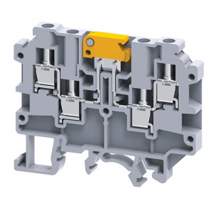 Клемма с размыкателем CKT4U/4, Клемма с ножевым размыкателем, 4 точки подключения, тип фиксации провода: винтовой, номинальное сечение: 4 мм кв., 28A, 800V, ширина: 6 мм, цвет: серый, тип монтажа: DIN35