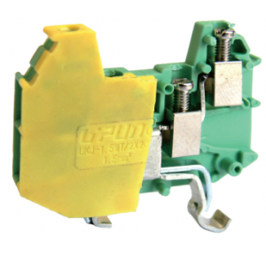 Заземляющая клемма (MINI) UKJ-1.5MT/2X2JD, Заземляющая клемма, MINI, боковой подвод кабеля, 4 точки подключения, тип фиксации провода: винтовой, номинальное сечение: 1,5 мм кв., 400V, ширина: 4,2 мм, цвет: желто-зеленый, тип монтажа: DIN35