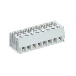 Клемма Wiecon LPST 1/8, Клемма для торцевого подключения к печатной плате, подвод кабеля сбоку, шаг: 5.0 мм, 8 полюсов, фиксация провода винтовая, исполнение: с маркировкой, 250V, 5A, цвет: серый