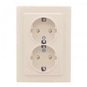 Розетка 2-мест. СП с/з 16А бежевый с защ. штор. Минск ERR16-128-200