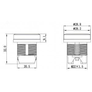 Головка кнопки плоская без фиксации, желтая, алюминий M22P-FMYA