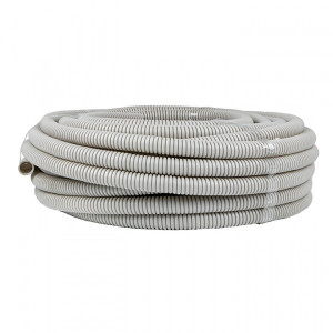 Труба гофр. ПВХ с протяжкой d25 мм (25 м) серая Plast tg-z-25-25n