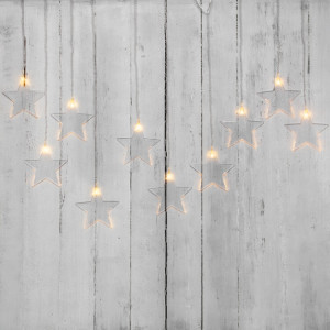Гирлянда светодиодная Звезды 1,5х0,6 м, прозрачный провод, теплый белый свет свечения 303-030
