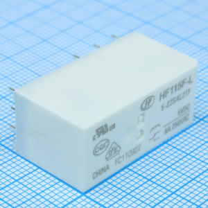 HF115F-L/5-2ZS4L2TF, Реле силовое с защелкой 8А две группы на переключение катушка 5В