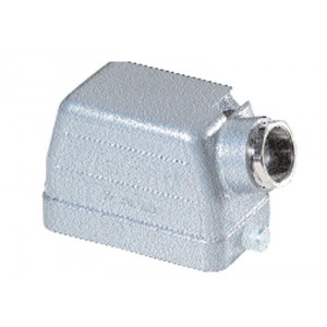 Крышка разъема 77.350.2435.3, Крышка разъема на кабель, типоразмер 24B, без уплотнителя, 1 отверстие с резьбой для кабельных вводов M25x1,5, с резьбовым удлинителем, с боковым расположением, без защелок (упоры для двух защелок), материал корпуса: алюминиевый сплав