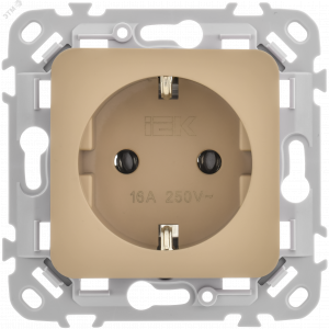 FLITE Розетка с заземлением без защитных шторок безвинтовое крепление 16А РС11-1-ФлХ хаки IEK FI-R11-16-1-K59