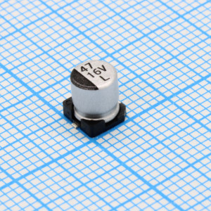 ELV470M16RB, Конденсатор алюминиевый электролитический 47мкФ 16В ±20% (5х5.5мм) для поверхностного монтажа 55мА 2000час 85°С лента на катушке