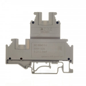 Клемма двухуровневая винтовой зажим 4 точки подключения 2.5кв.мм сер. KRUKB-3