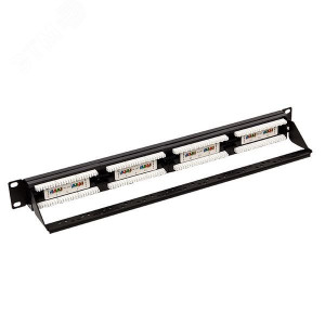 Патч-панель 19дюйм 1U кат.5E UTP неэкранир. 24 порта RJ45 Dual IDC с органайзером TERACOM PRO TRP-PPNL-5EUTP-C1U24