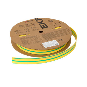 Термоусаживаемая трубка ТУТ нг 30/15 жел-зел рулон PROxima tut-30-yg