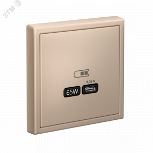 ARTGALLERY USB розетка тип-С 65Вт высокоскор.заряд. QC, PD, механизм, песочный GAL001227