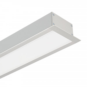 Светильник SP-LINE-BUILT-6232-1080-27W Day4000 (ANOD, 230V) 037933, Светильник ЛИНИЯ из профиля с экраном SL-LINIA62-F-2500 ANOD+OPAL, свечение вниз, цвет Дневной 3887 K (Лента арт. 024420(2) в 4 ряда). Длина 1080 мм, сечение - 62x32 мм (с учетом фланцев). Способ установки - встраиваемый. Цвет корпуса - анодированный алюм