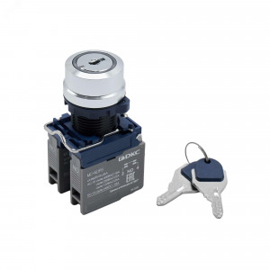 Головка переключателя с ключом на 3 положения с возвратом стандартная ручка, черный, алюминий M22S-KM3A