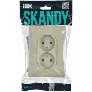 SKANDY Розетка 2-местная без заземления с защитными шторками 10А в сборе SK-R09B бежевый IEK SK-R23-10-K10-F
