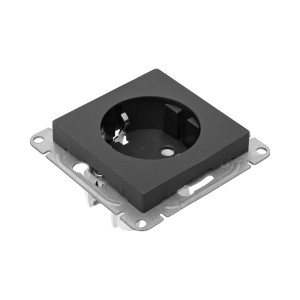 Механизм розетки, 16А, с заземлением, без шторок, ч-рный Эпика EKF UP1-SOB-110