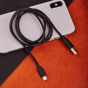 Шнур USB-Lightning, для iPhone,PVC,1метр, черный