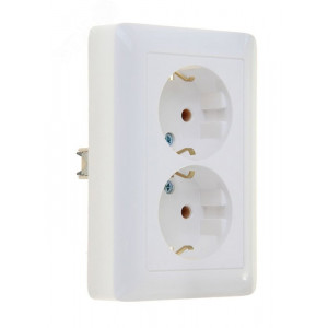 Розетка 2-м СП Хит 16А 250В с заземл. без защ. шторок бел. SE RS16-236-B