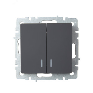 Выключатель 2-кл. СП BRITE ВС10-2-1-БрГ 10А с инд. графит BR-V20-1-10-K53