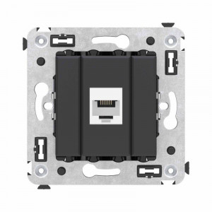 Розетка телефонная 1-м СП Avanti "Черный матовый" RJ12 без шторок механизм 4412613